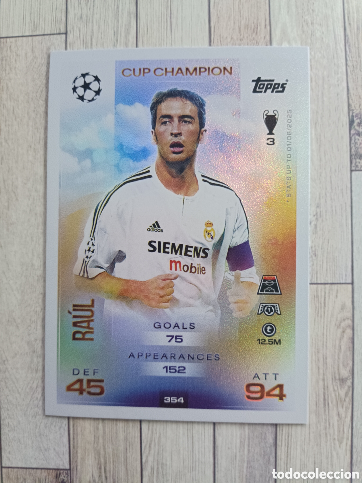 354 raul cup champion real madrid match attax c - Compra venta en 