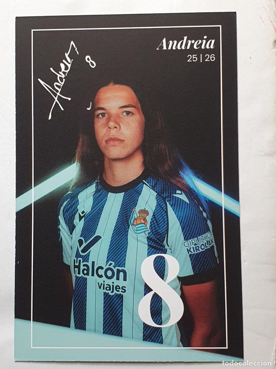 Cromos de f&uacute;tbol: Tarjeta maxi-card #8 ANDREIA JACINTO oficial REAL SOCIEDAD Femenina 2025-26 firma impresa