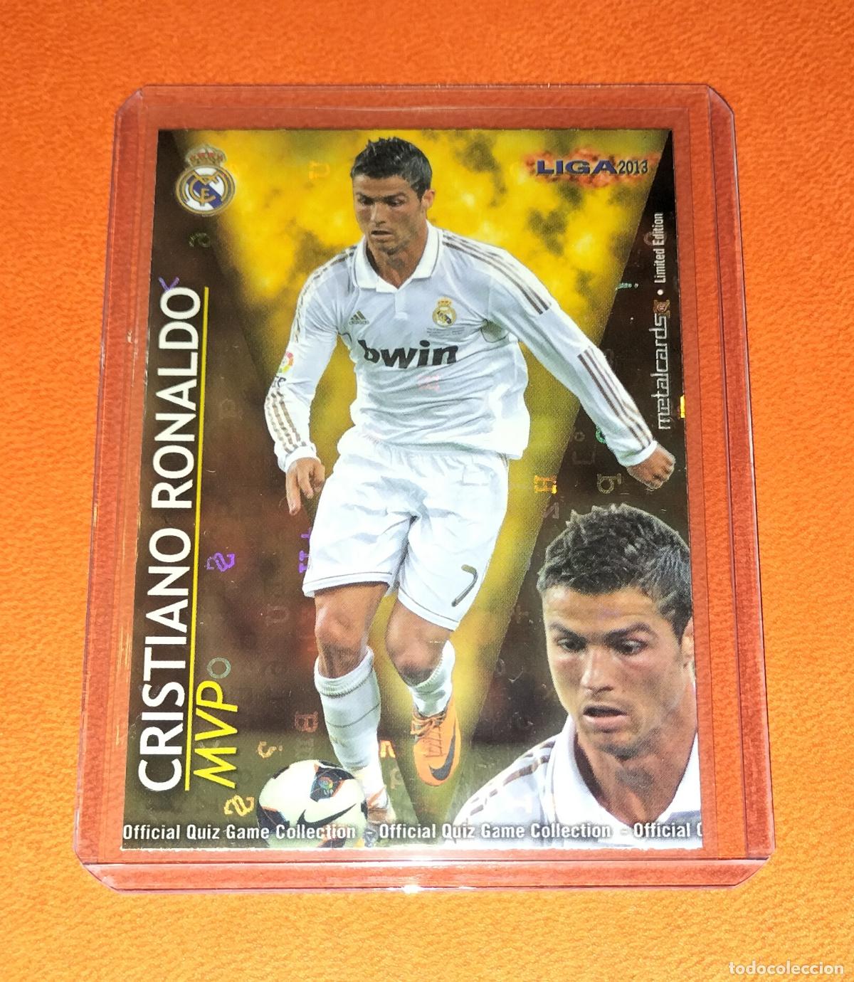 Cromos de F&uacute;tbol: CRISTIANO RONALDO MVP LETRAS PUNTAS CUADRADAS CARD REAL MADRID MUNDICROMO QUIZ 2012 2013 12 13