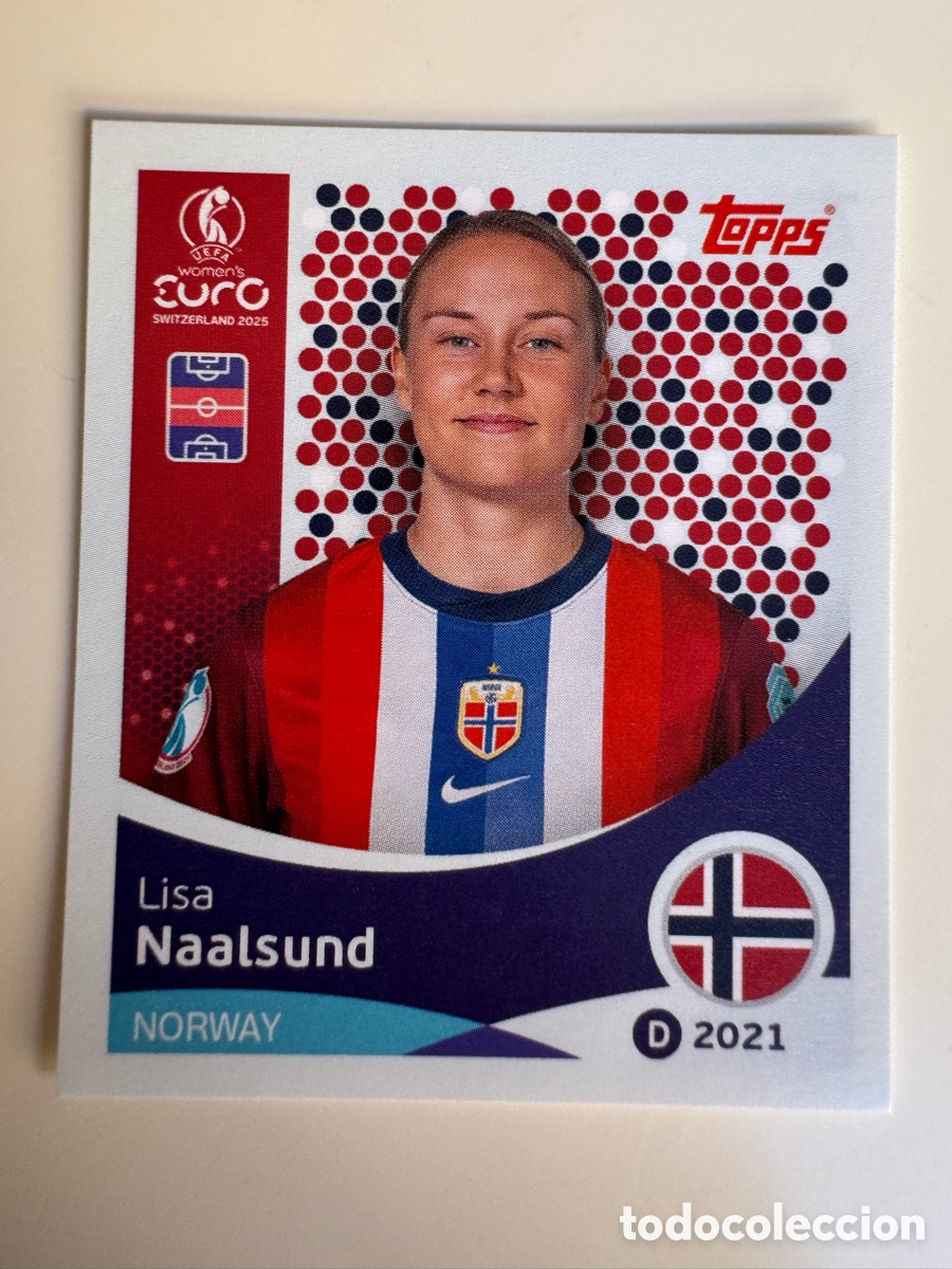 Figurine di Calcio: TOPPS UEFA EURO WOMEN&rsquo;S SUIZA 2025 N&deg; 54 LISA NAALDSUND NORUEGA / NORWAY . Selecci&oacute;n Noruega