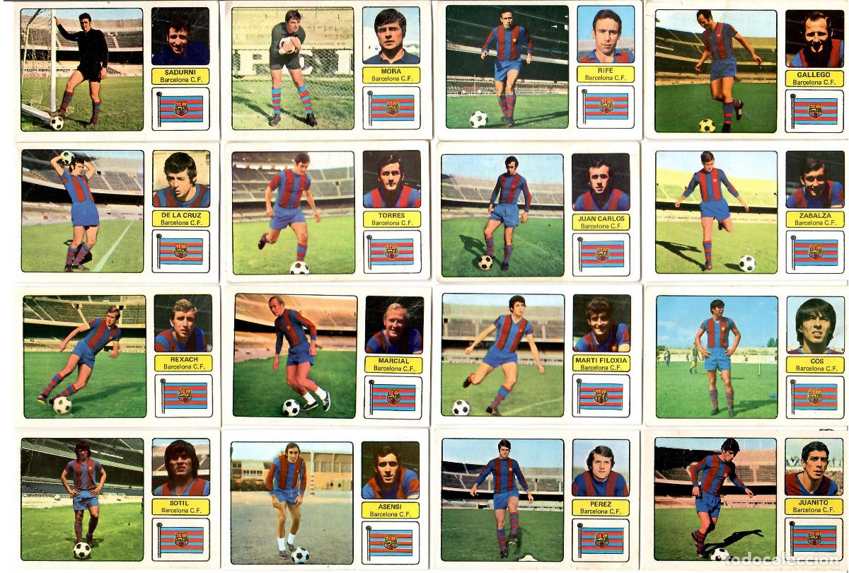 Fu&szlig;ball-Sticker: Barcelona C.F.: Lote de 16 cromos album de futbol FHER 1973-74 - Equipo completo (dic-25)
