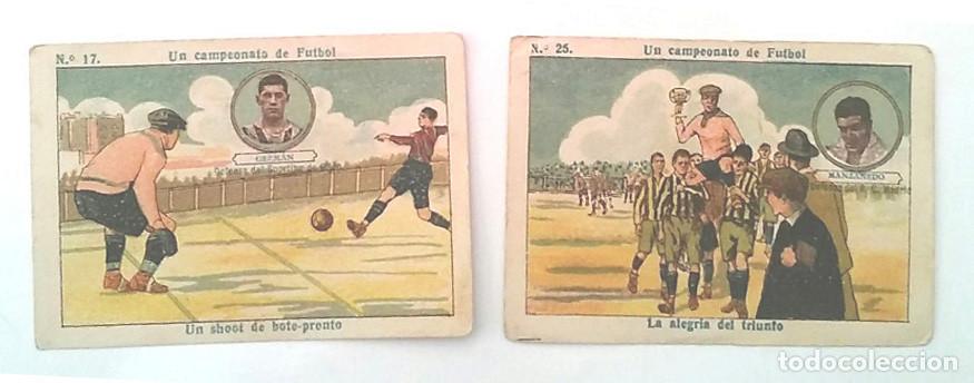 Cromos de F&uacute;tbol: Un campeonato de F&uacute;tbol n&ordm; 17 y 25 Chocolate Amatller a&ntilde;os 20