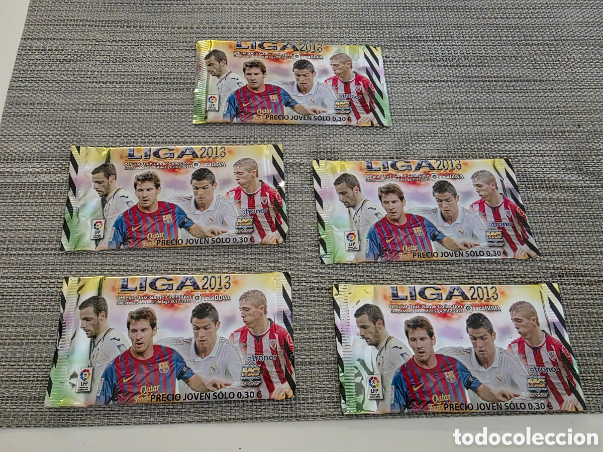 Cromos de f&uacute;tbol: 5 Sobres cromos Liga futbol 2013 sin abrir