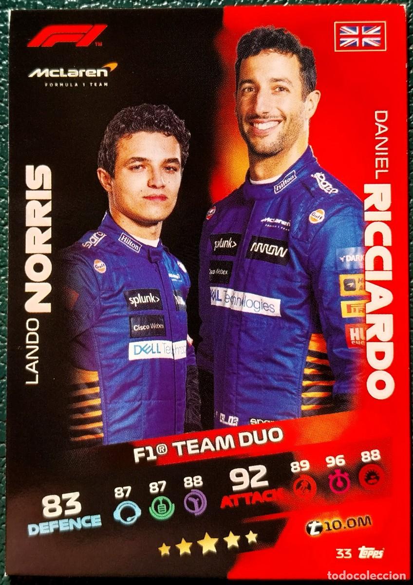 Cromos de F&uacute;tbol: 33 NORRIS / RICCIARDO McLAREN ALBUM FORMULA 1 TURBO ATTAX TRADING CARD GAME TOPPS 2021