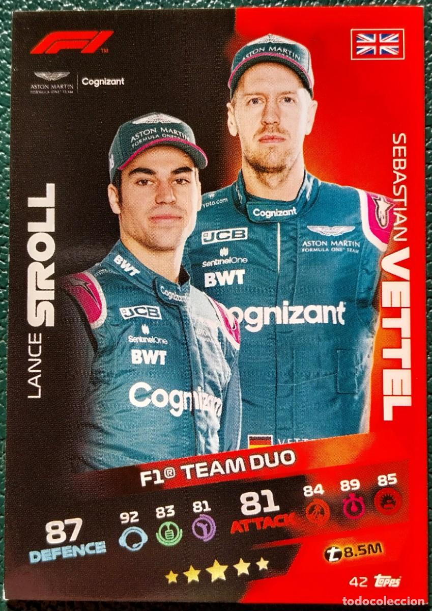 Cromos de F&uacute;tbol: 42 STROLL / VETTEL ASTON MARTIN FORMULA 1 TURBO ATTAX TRADING CARD GAME TOPPS 2021