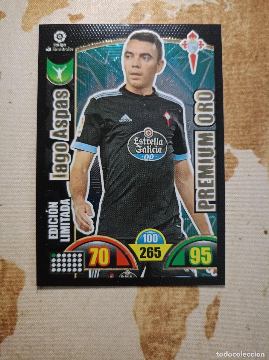 Cromos de f&uacute;tbol: PREMIUM ORO Edici&oacute;n limitada IAGO ASPAS Adrenalyn 2017-18