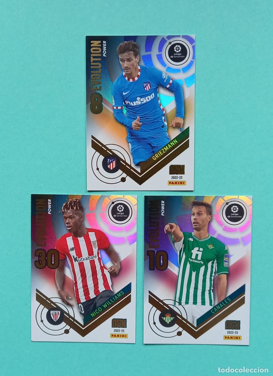 Fu&szlig;ball-Sticker: LOTE 3x EVOLUTION POWER 22 23 - GRIEZMANN P388 / NICO WILLIAMS P396 / CANALES P377