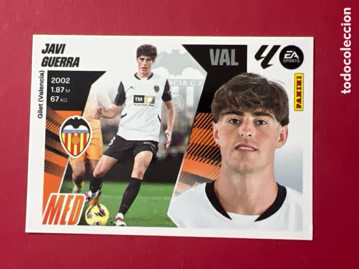 Fu&szlig;ball-Sticker: C7229. N&ordm; 15 JAVI GUERRA VALENCIA LIGA ESTE 25 26 2025 2026 SIN PEGAR NUNCA PEGADO