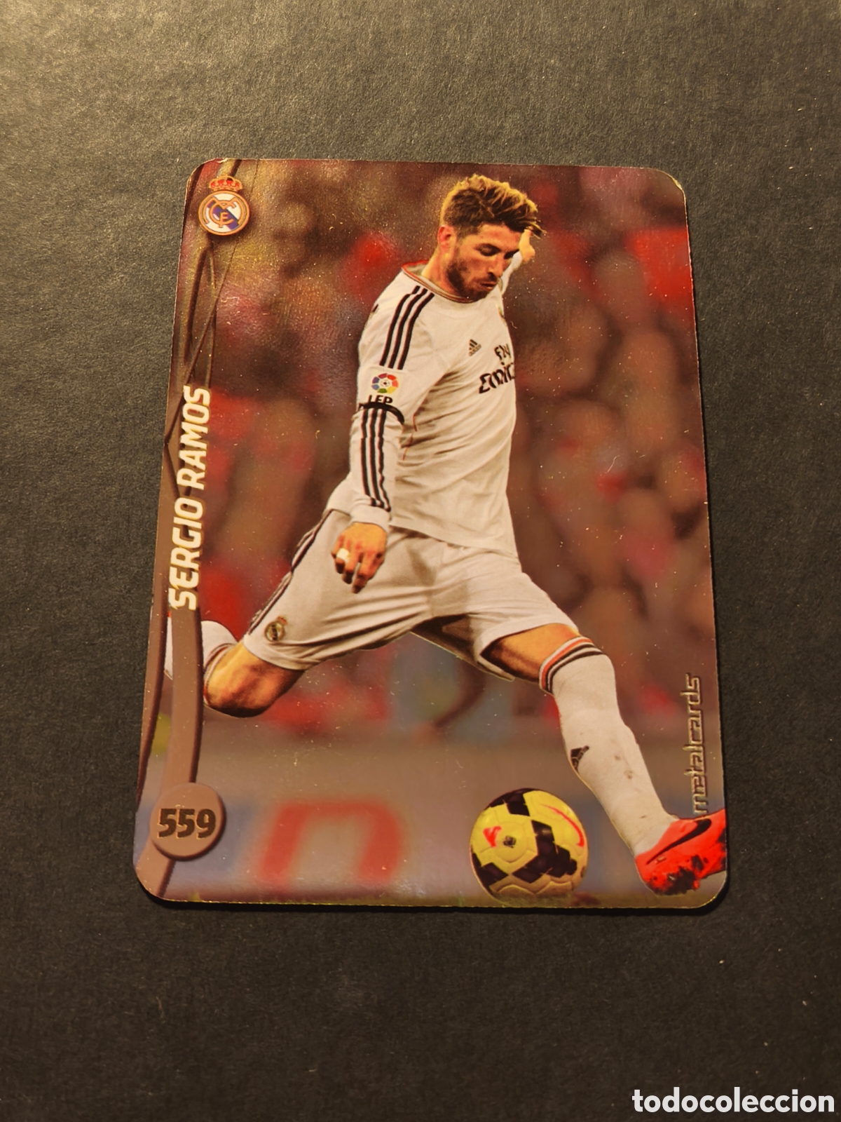 Cromos de F&uacute;tbol: 559 SERGIO RAMOS REAL MADRID MUNDICROMO 2015 METALCARDS VERSI&Oacute;N FONDO BRILLO