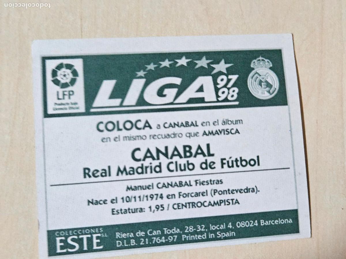 Cromos de f&uacute;tbol: COMPLETA TU ALBUM ESTE 97 98 COLOCA CANABAL - VENTANILLA - Foto 2