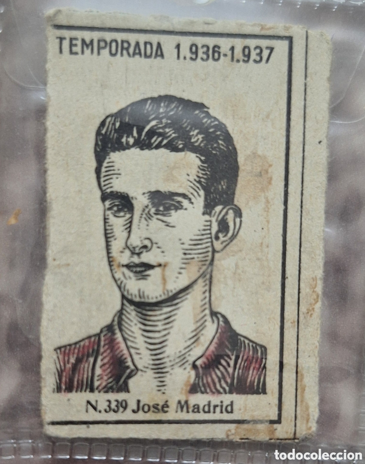Cromos de F&uacute;tbol: C&aacute;diz Mirandilla - N. 339 Jose Madrid - temporada 1936-1937 cromos cajas de cerillas