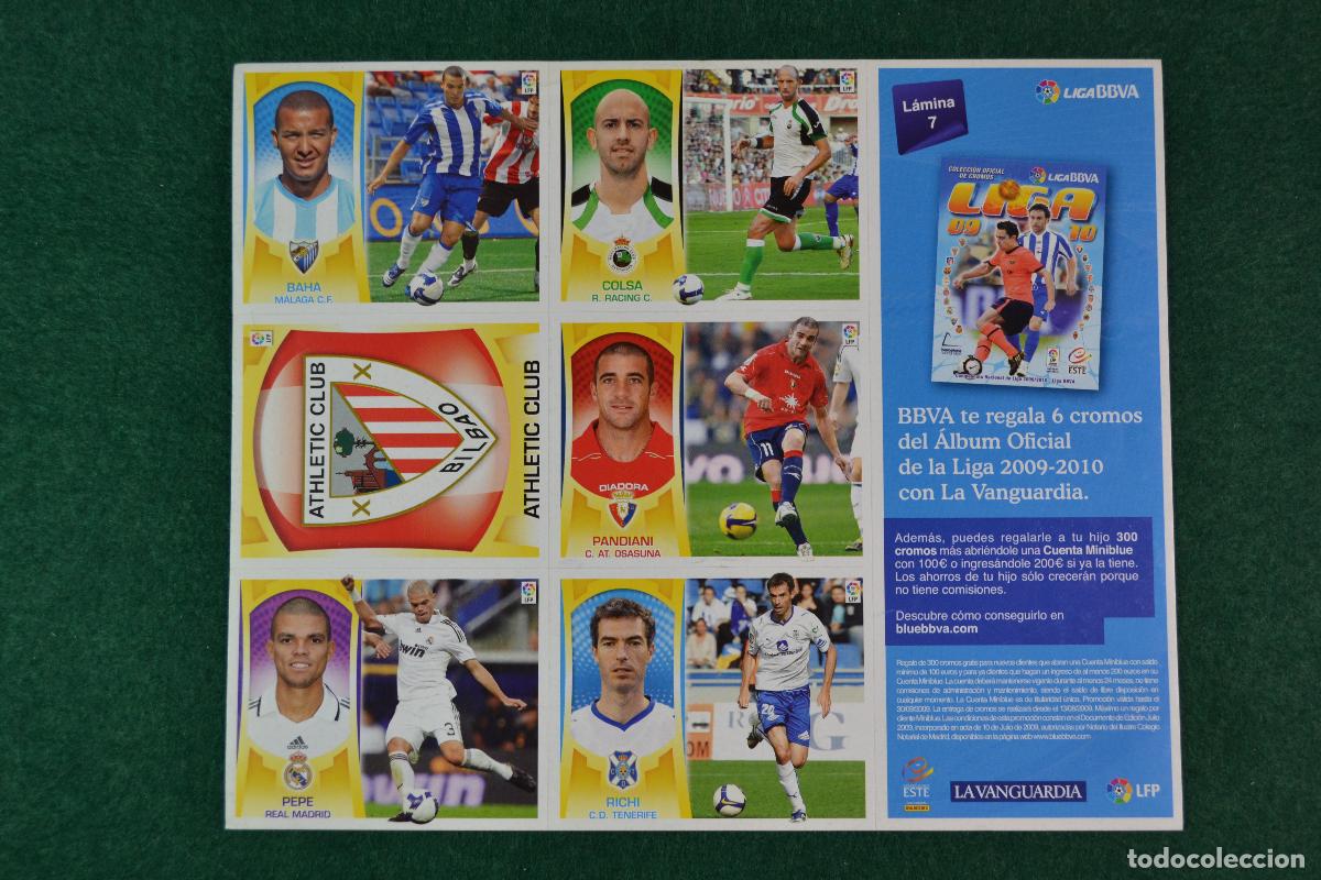 Fu&szlig;ball-Sticker: LIGA ESTE 2009-10 - LA VANGUARDIA LAMINA NUMERO 7 - 6 CROMOS ATHLETIC MADRID OSASUNA RACING MALAGA