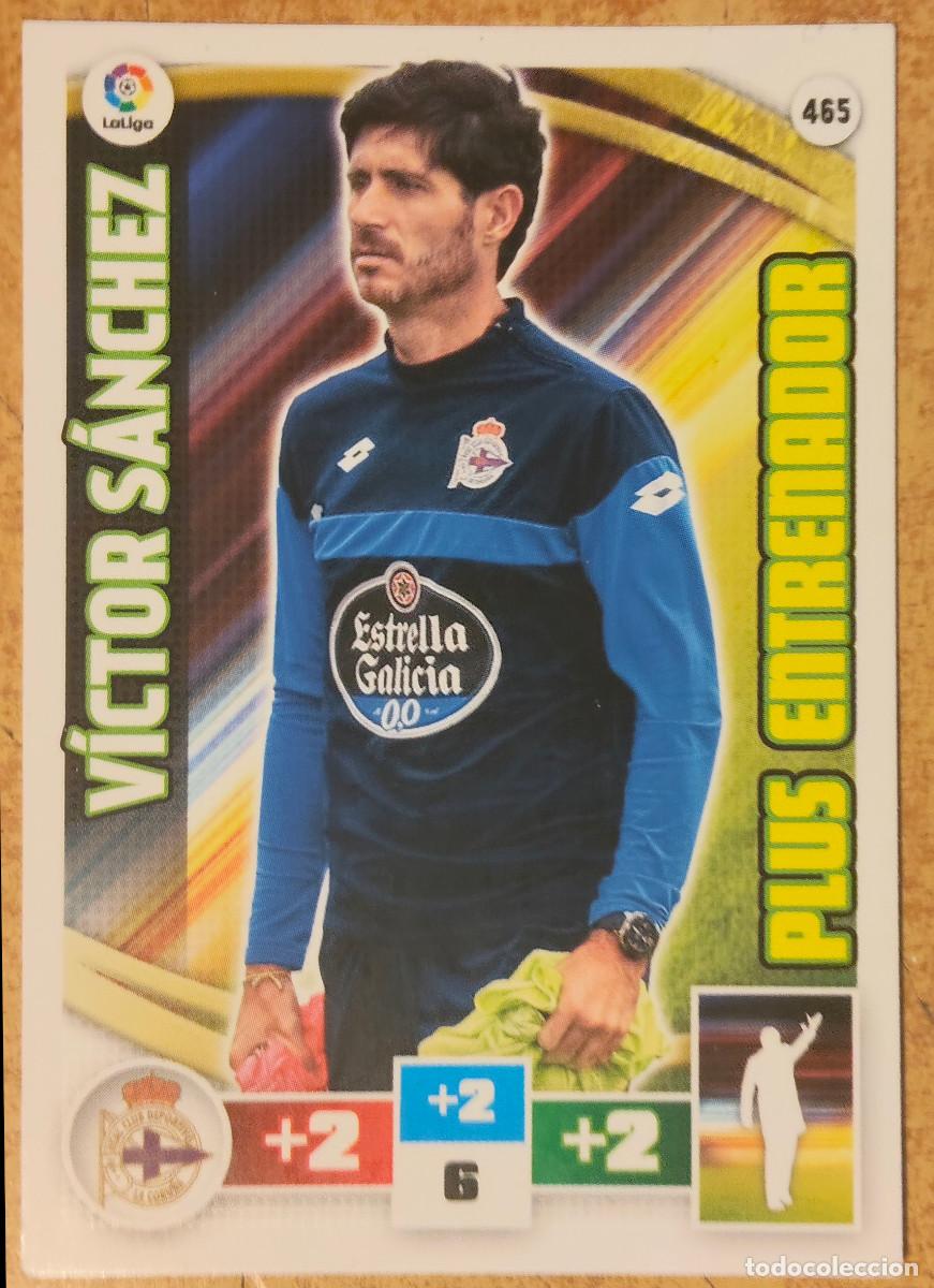 Cromos de F&uacute;tbol: 465 V&iacute;ctor S&aacute;nchez, Deportivo de la Coru&ntilde;a, Plus Entrenador, Panini Adrenalyn XL 2015 2016 15 16