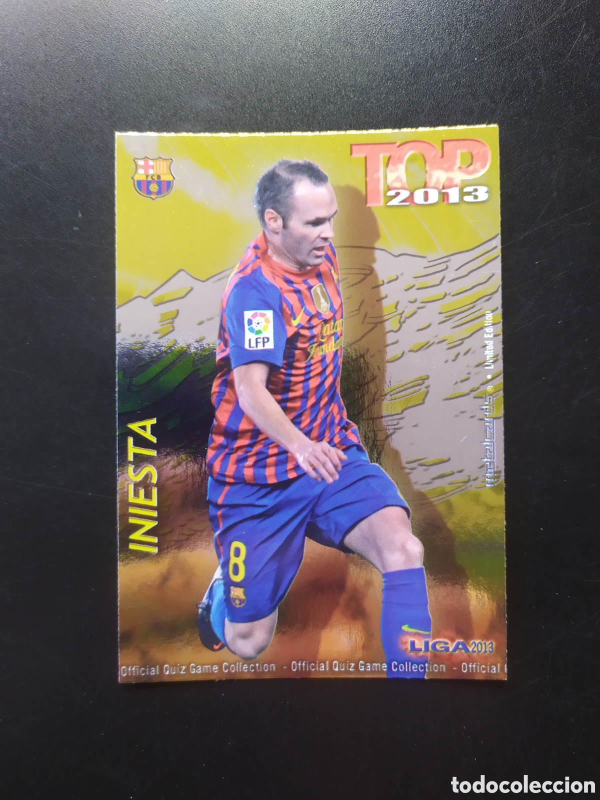 Cromos de F&uacute;tbol: Mundicromo fichas Liga 2012 2013 12 13 Iniesta top brillo dorado liso n&deg; 614 Barcelona