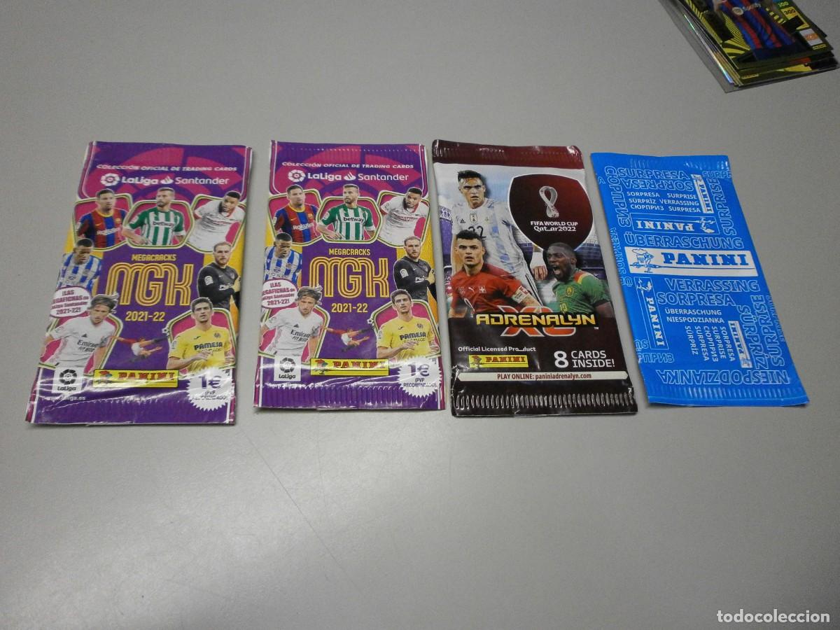 Cromos de F&uacute;tbol: lote de sobres sin abrir MGK 2021-22 ADRENALYN CATAR 2022 y sobre sorpresa