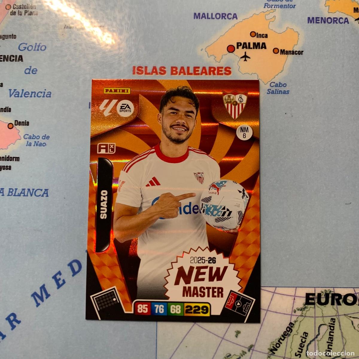 Cromos de F&uacute;tbol: Suazo New Master n&uacute;mero 6 del Sevilla cromo adrenalyn XL 25-26 2025-2026