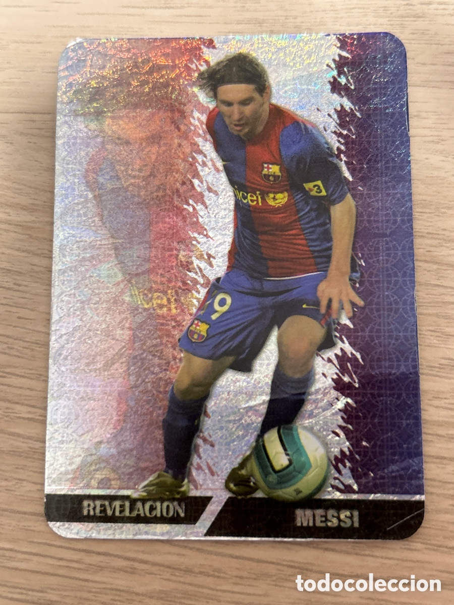Cromos de F&uacute;tbol: CROMO N&ordm; 542 MESSI JASPEADO HORIZONTAL F.C. BARCELONA MUNDICROMO 2007 2008 leer