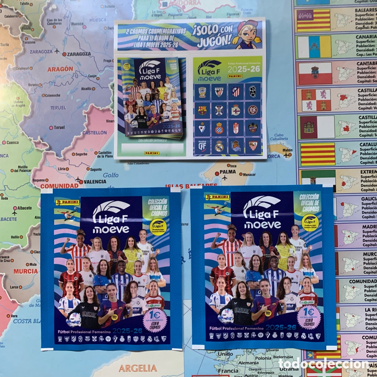 Cromos de f&uacute;tbol: Cromo Conmemorativo m&aacute;s 2 sobres Sin abrir liga F 25-26 2025-2026