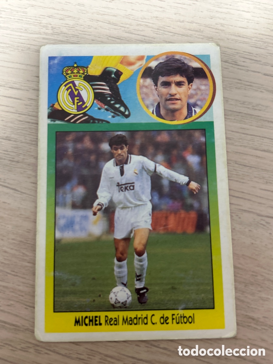 Football Stickers: MICHEL REAL MADRID LIGA ESTE 1993 1994 93 94 CARTON SOBADO NUNCA PEGADO