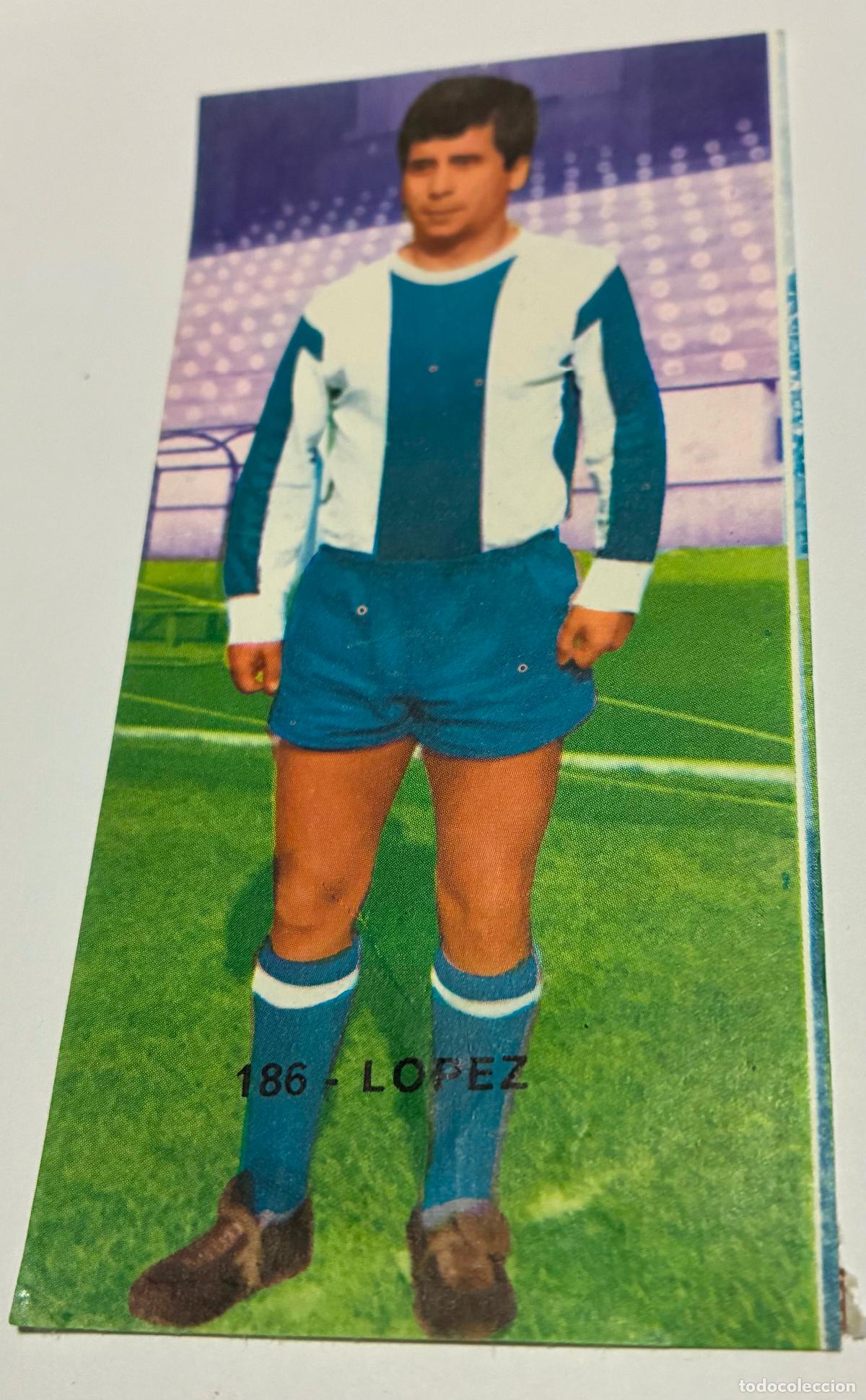 Cromos de F&uacute;tbol: CROMO FUTBOL RUIZ ROMERO 1968-1969., 68-69 LOPEZ, DEPORTIVO DE LA CORU&Ntilde;A, Numero 186 Despegado