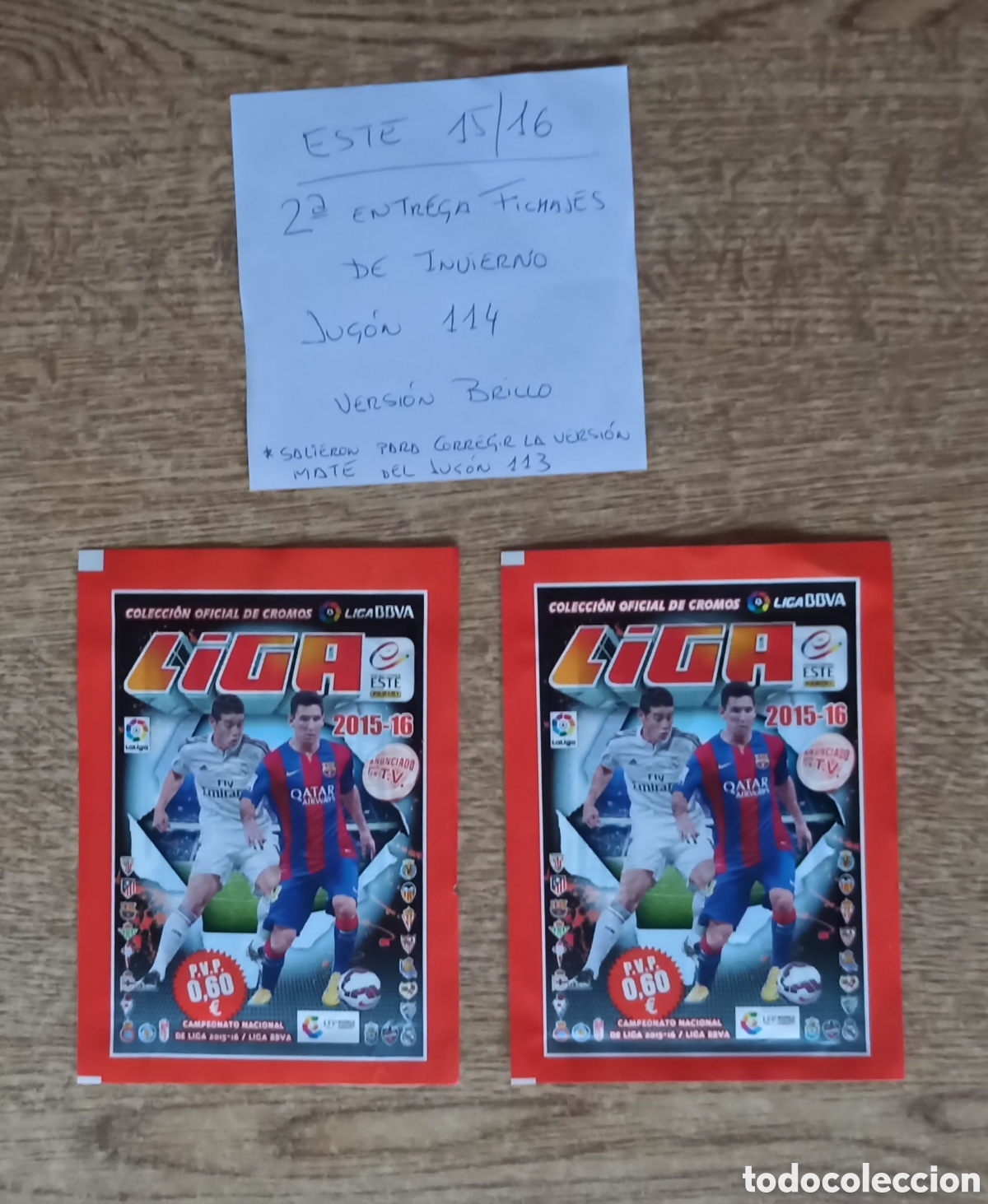 Cartes &agrave; collectionner de Football: 2 sobres fichajes invierno / actualizaci&oacute;n Liga Panini Este 15 16 2015 2016. Leer descripci&oacute;n