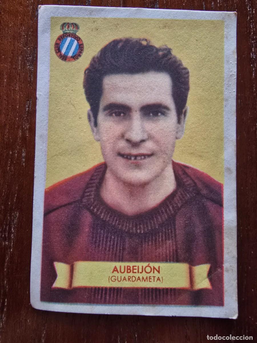 Football Stickers: R.C.D. Espa&ntilde;ol Cromo Futbol Aubelion.Campeones 1949-1950.Bruguera