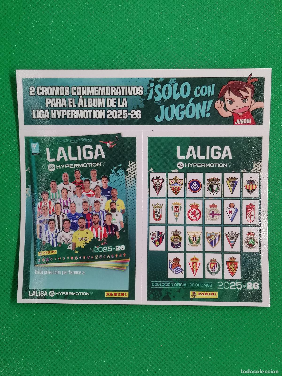 Cromos de F&uacute;tbol: 2 CROMOS CONMEMORATIVOS PRIMERA PAGINA DEL ALBUM ⚽ PANINI LIGA HYPERMOTION 25 26 2025 2026 ⚽