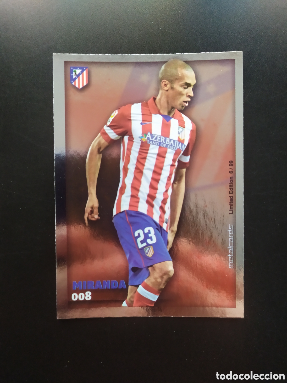 Cromos de f&uacute;tbol: Mundicromo fichas Liga 2014 2015 14 15 Miranda metalcards l&iacute;mited edition 6/99 n&deg; 8 Atl&eacute;tico Madrid