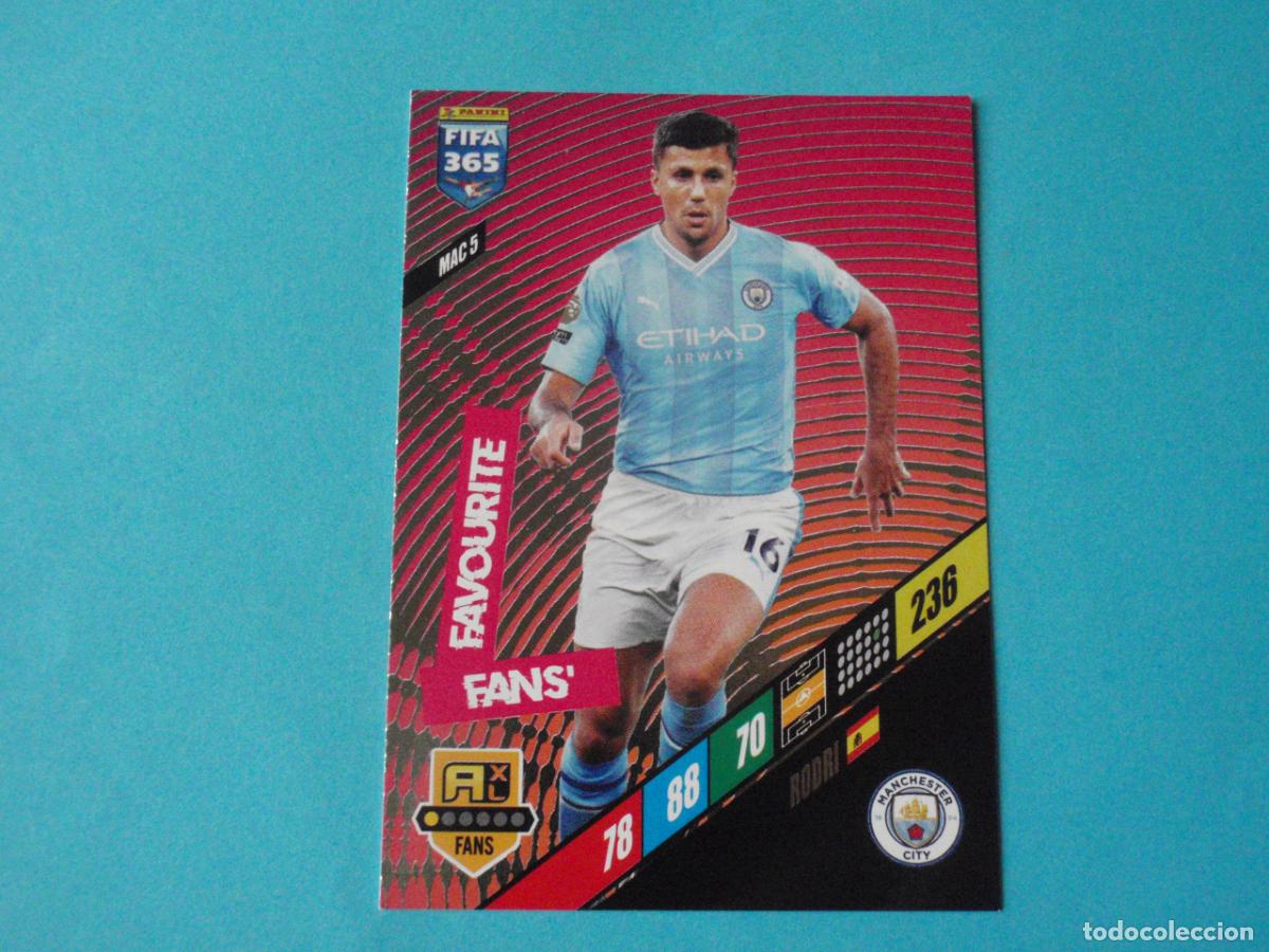 Fu&szlig;ball-Sticker: MAC 5 RODRI City FANS' FAVOURITE. Trading Card ADRENALYN XL FIFA 365. 2023 2024 PANINI. 23 24