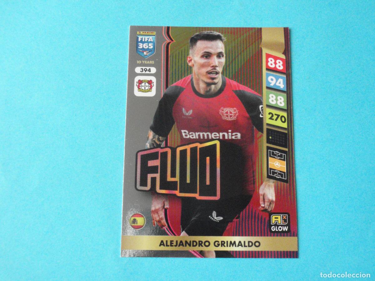 Figurine di Calcio: 394 GRIMALDO Leverkusen FLUO. Trading Card ADRENALYN XL FIFA 365. 2024 2025 PANINI. 24 25