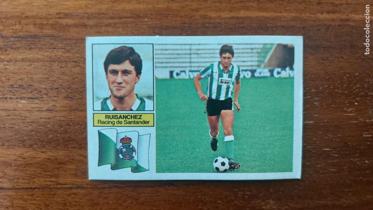 Football Stickers: RUISANCHEZ ( RACING DE SANTANDER ) Baja ESTE 82/83 1982/83 sin pegar - camiseta blanca y verde