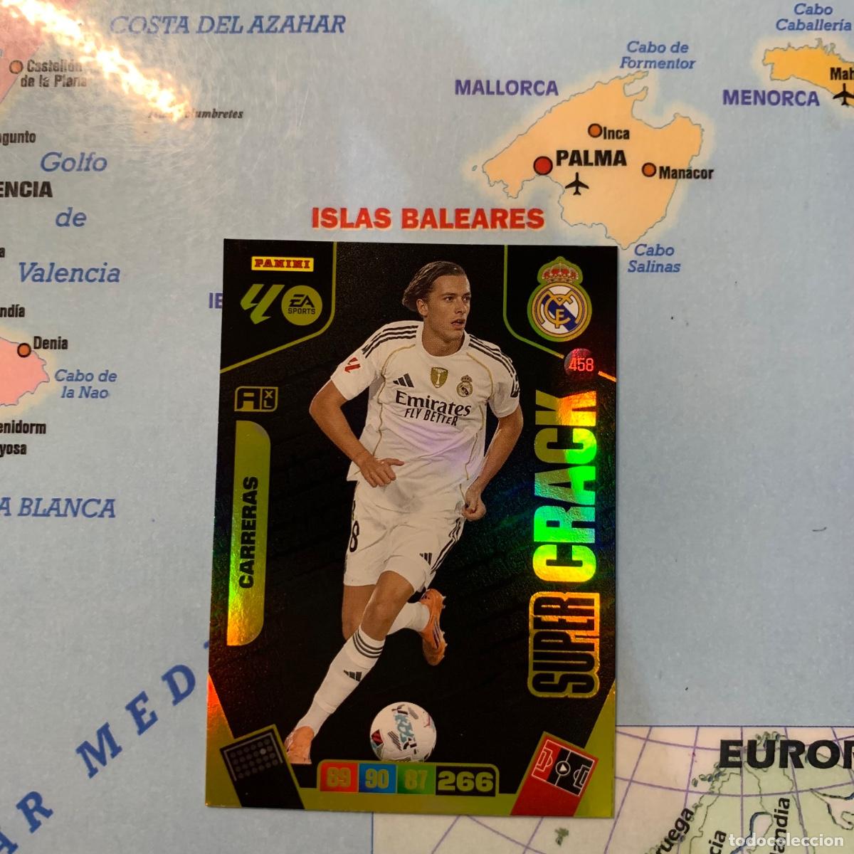 Cromos de f&uacute;tbol: Carreras S&uacute;per Cracks n&uacute;mero 458 del Real Madrid cromo adrenalyn XL 25-26 2025-2026