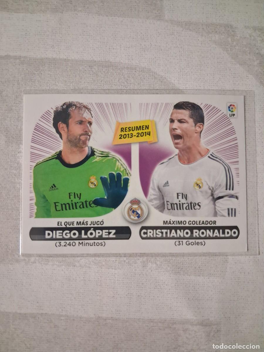 Cromos de F&uacute;tbol: Ediciones Este Liga 2014-2015 14-15 Real Madrid 24 Resumen 2013-2014 Diego Lopez Cristiano Ronaldo