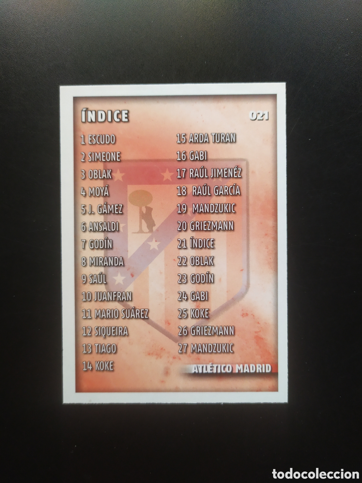 Cromos de Futebol: Mundicromo fichas Liga 2014 2015 14 15 indice n&deg; 21 Atl&eacute;tico Madrid