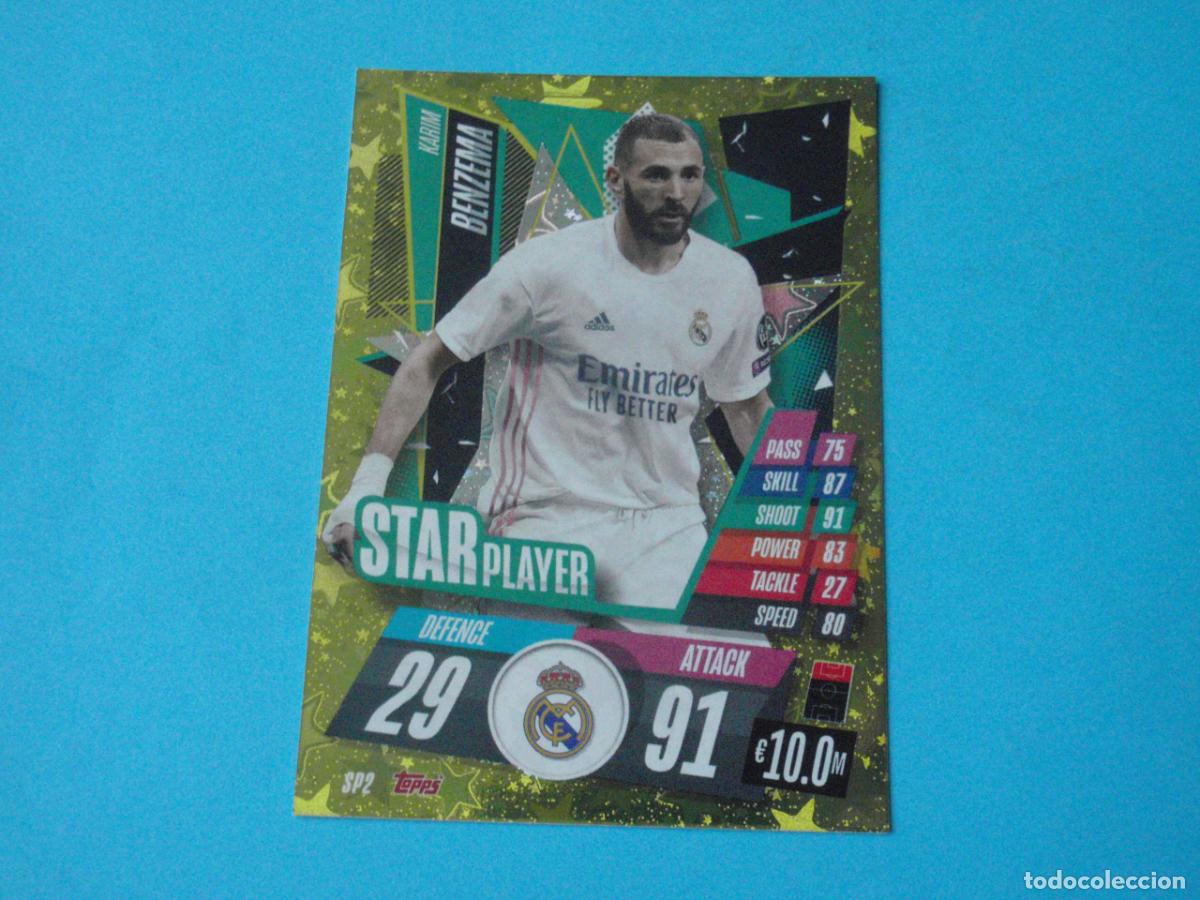 Cromos de F&uacute;tbol: Cromo SP2 BENZEMA Real Madrid STAR PLAYER. UEFA CHAMPIONS LEAGUE 2020 2021 TOPPS MATCH ATTAX. 20 21
