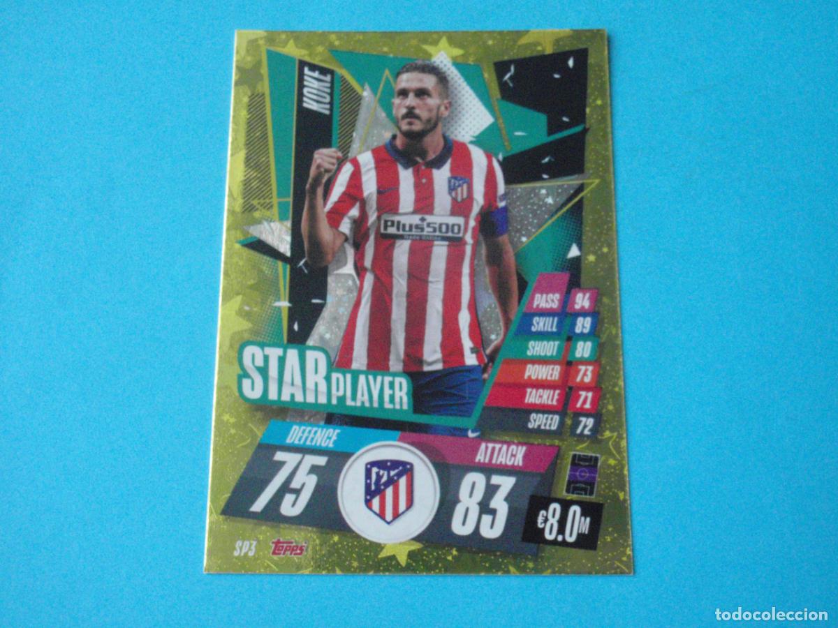 Cromos de F&uacute;tbol: Cromo SP3 KOKE Atl&eacute;tico STAR PLAYER. UEFA CHAMPIONS LEAGUE 2020 2021 TOPPS MATCH ATTAX. 20 21