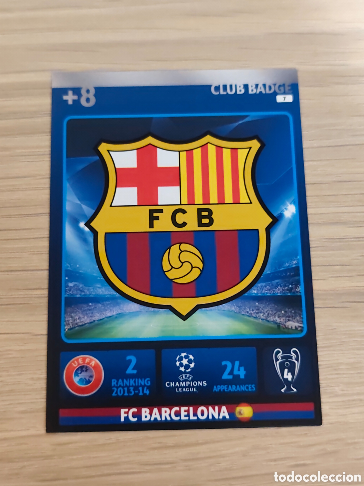 Football Stickers: 7 ESCUDO FC BARCELONA ADRENALYN XL UEFA CHAMPIONS LEAGUE 2014 2015