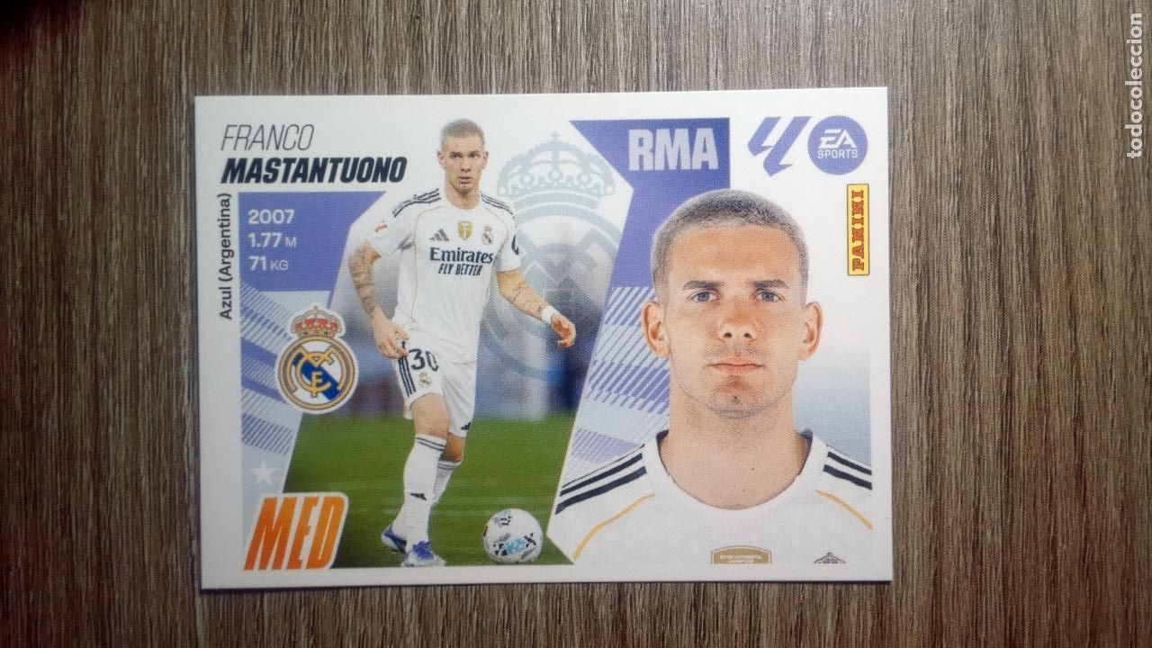 Cromos de Futebol: Liga ESTE 2025-26 46-. MASTANTUONO - REAL MADRID&nbsp; &Uacute;ltimos Fichajes Fichaje PANINI 2025/26 25 26