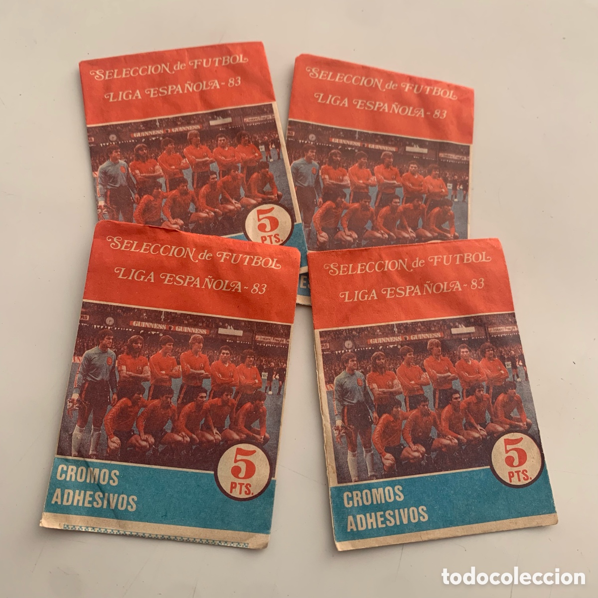 Cromos de f&uacute;tbol: LOTE 4 SOBRES NUEVOS DE CROMOS ADHESIVOS DEL ALBUM SELECCION DE FUTBOL LIGA ESPA&Ntilde;OLA 83