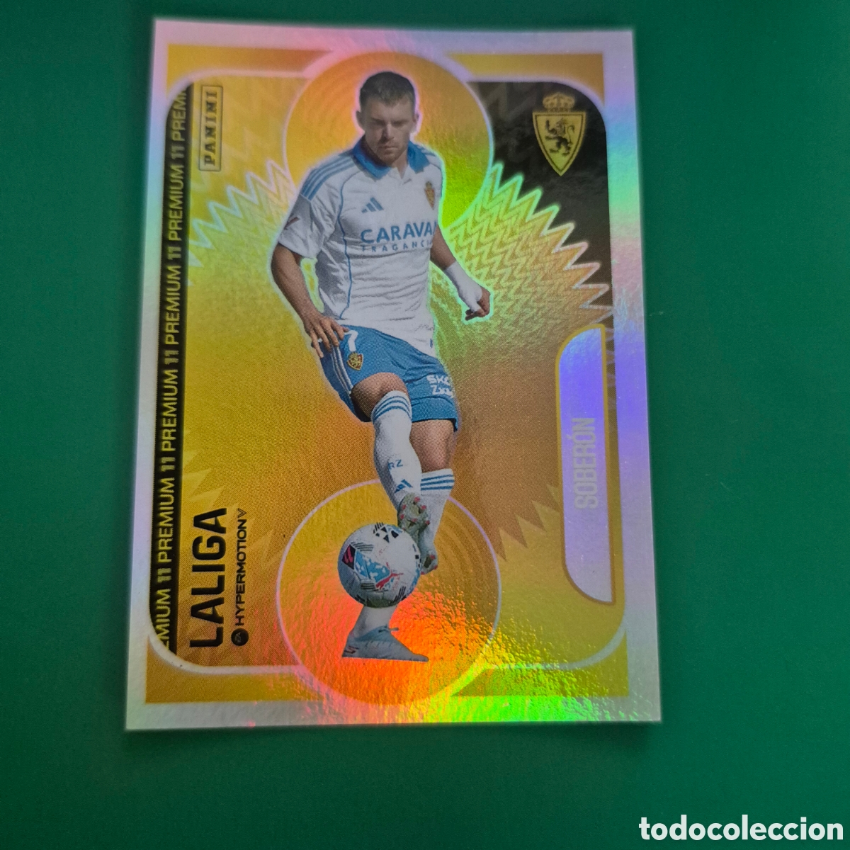 Cromos de f&uacute;tbol: Soberon premium del Zaragoza cromo liga Hypermotion 25-26 2025-2026