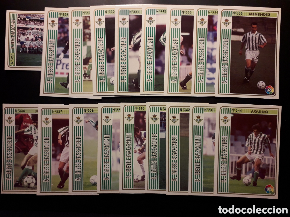 Cromos de F&uacute;tbol: 18 CROMOS BETIS, LAS FICHAS LIGA 1994 1995 94 95 EQUIPO COMPLETO MUNDICROMO MC PEDIDO M&Iacute;NIMO 3&euro;