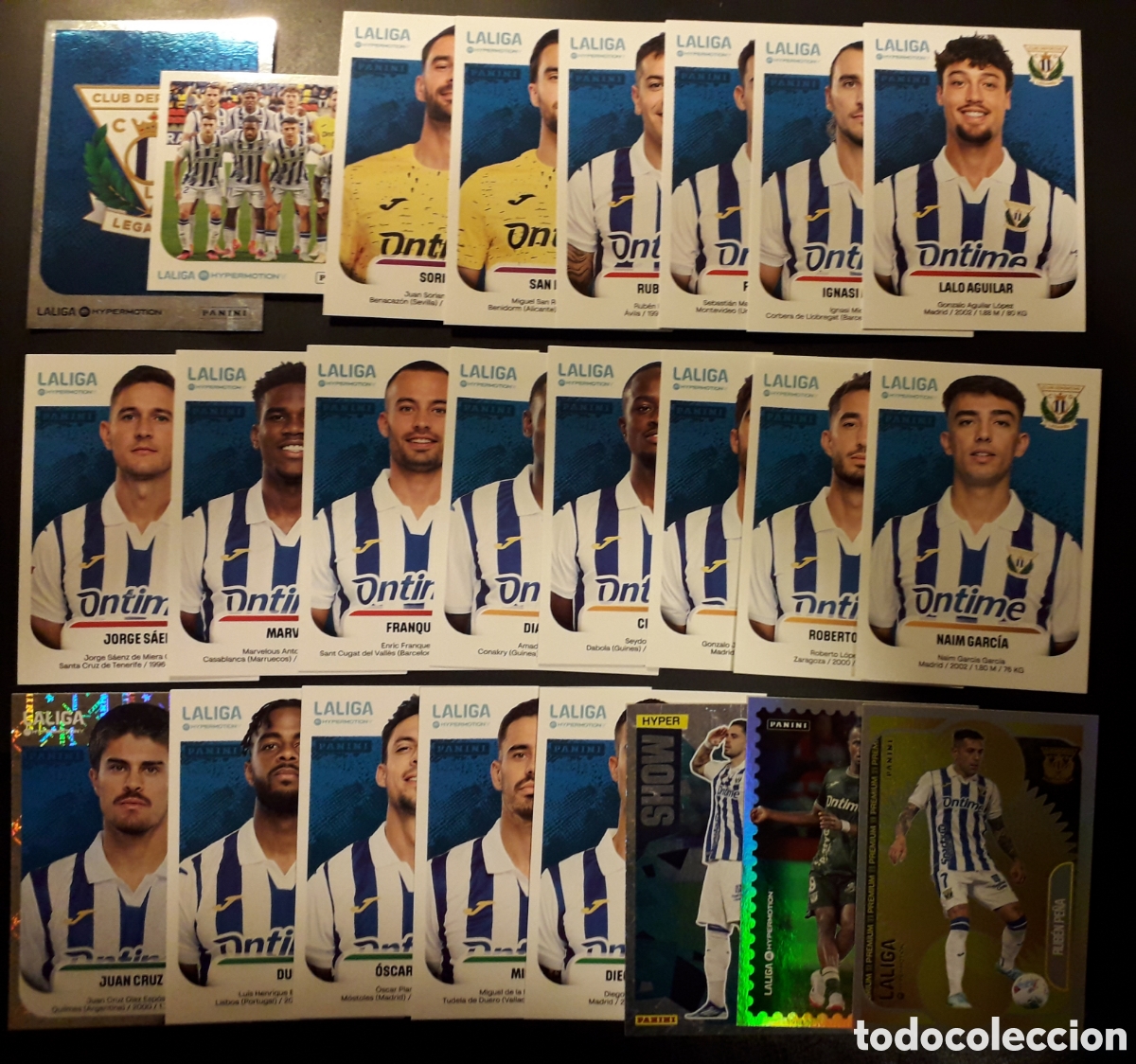 Cromos de F&uacute;tbol: 24 CROMOS LEGAN&Eacute;S LALIGA HYPERMOTION 25 26 2025 2026 PANINI EQUIPO COMPLETO CON PREMIUM Y ESPECIALES