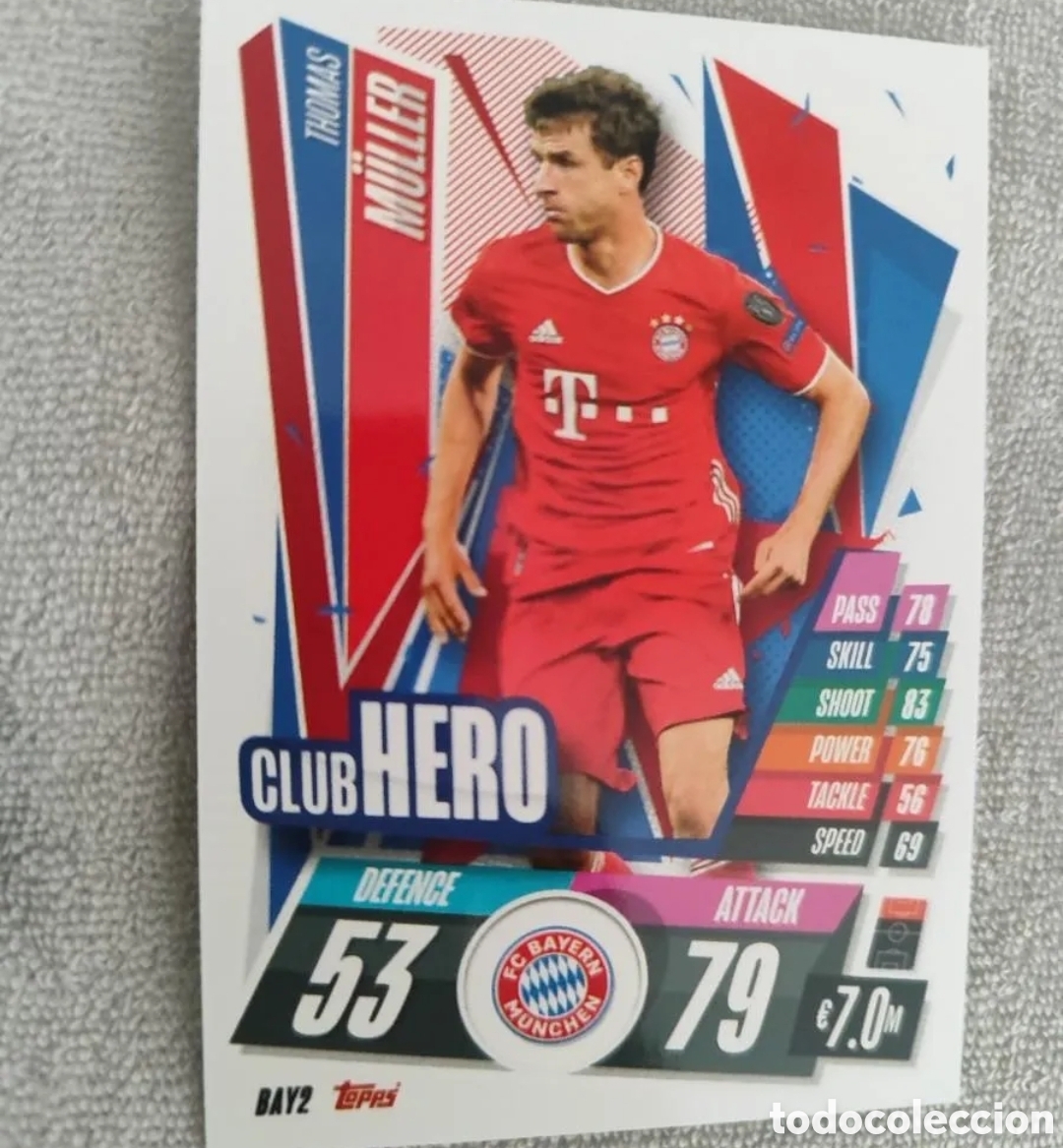 Cromos de Futebol: BAY2 UCL MATCH ATTAX 20 21 THOMAS M&Uuml;LLER FC BAYERN M&Uuml;NCHEN CLUB HERO TOPPS CHAMPIONS 2020 2021