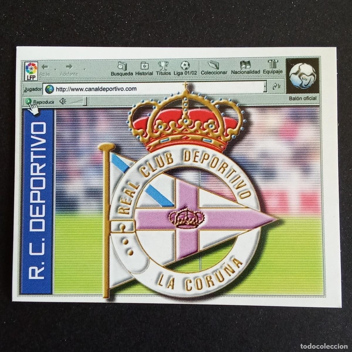 Cromos de F&uacute;tbol: CROMO LIGA 2001 2002 01 02 EDICIONES ESTE ESCUDO DEPORTIVO CORU&Ntilde;A NUNCA PEGADO