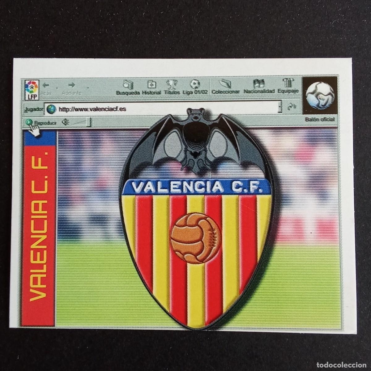 Cromos de f&uacute;tbol: CROMO LIGA 2001 2002 01 02 EDICIONES ESTE ESCUDO VALENCIA NUNCA PEGADO