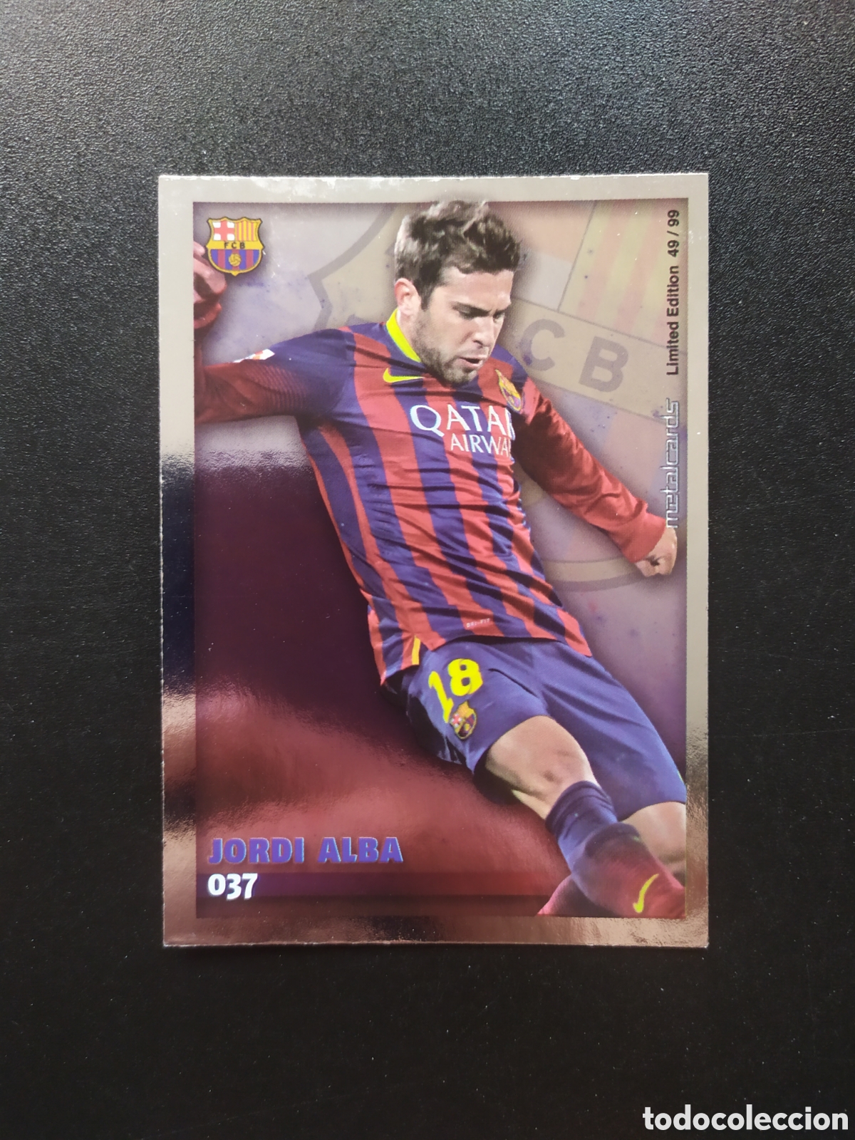 Figurine di Calcio: Mundicromo fichas Liga 2014 2015 14 15 Jordi Alba metalcards limited edition 49/99 n&deg; 37 Barcelona