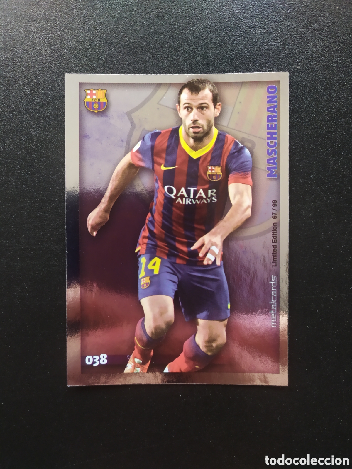 Figurine di Calcio: Mundicromo fichas Liga 2014 2015 14 15 Mascherano metalcards limited edition 67/99 n&deg; 38 Barcelona