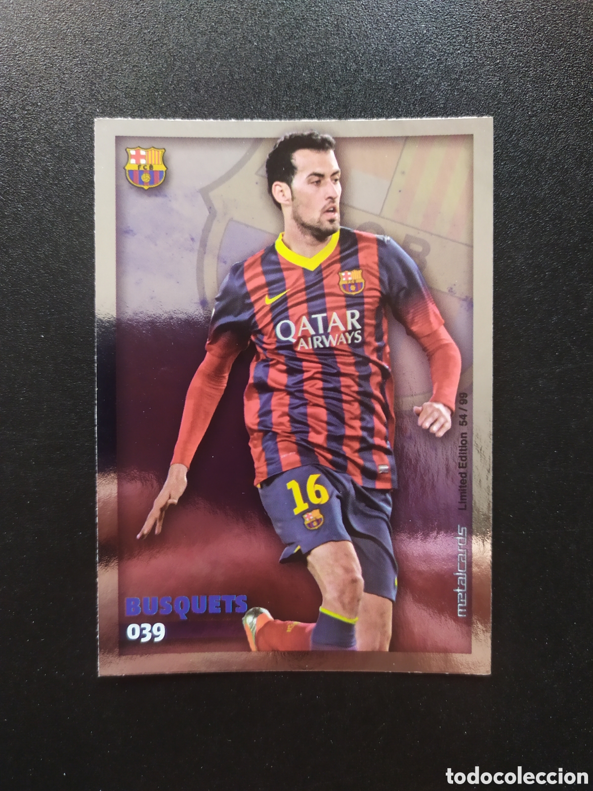 Fu&szlig;ball-Sticker: Mundicromo fichas Liga 2014 2015 14 15 Busquets metalcards limited edition 54/99 n&deg; 39 Barcelona