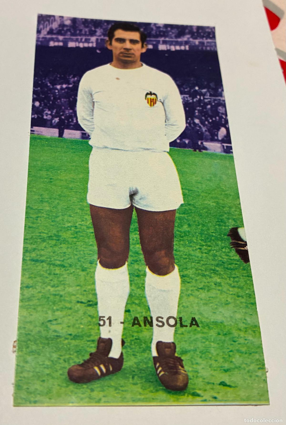 Cromos de F&uacute;tbol: CROMOS FUTBOL RUIZ ROMERO, 1968-1969, 68-69 ANSOLA, Numero 51, VALENCIA, Despegado