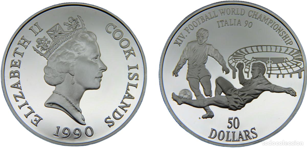 Cromos de Futebol: Cook Islands Dependency of New Zealand Elizabeth II 1990 50 Dollars World Cup Football